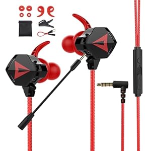 Gaming Earbuds with Adjustable Microphone 3.5mm Port Noise Canceling Gaming Headset Suitable for Cell Phones, laptops, Nintendo Switch, Xbox One, Desktop PCs, PlayStation 4/5