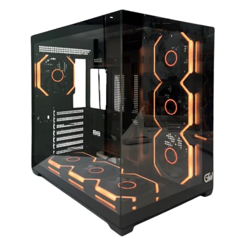 Gaming PC Case GT-F7CB009 GTW Black Mid Tower ATX Computer Case with 7 Pre-Installed ARGB Fans Tempered Glass Side Panel 360mm Water Cooling Support USB Type-C Port High Airflow Case for Gamers