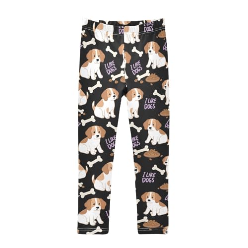 Puppy Bones Dog Food Girls Leggings Ultra Soft Compression Yoga Gym Pants for Kids 4-10T