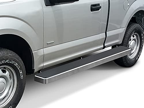 APS (Polished 304 Stainless Steel 6in Wheel to Wheel Running Boards Nerf Bars Compatible with Ford F150 2015-2025 Regular Cab 6.5ft Bed & F-250 F-350 Super Duty 2017-2025