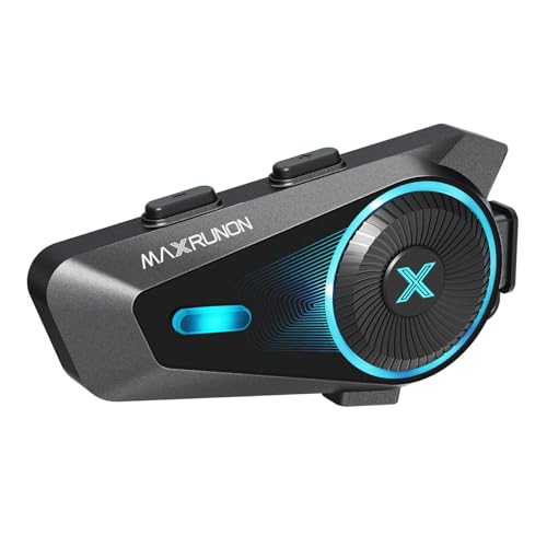MAXRUNON Intercomunicador Casco Moto, Intercomunicador Bluetooth 5.4, Control por Voz en Español, 4...