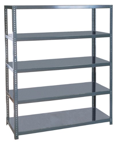 Edsal 1250 Industrial Gray Shelving, 5 Adjustable 14-Gauge Steel Shelves, 13-Gauge Steel Posts, 3000 lb. Per Shelf Capacity, 72" Height x 36" Width x 18" Depth
