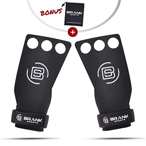 BRANK SPORTS Calleras para Crossfit de Cuero Panther 2 y 3 Agujeros para protección de Las Manos | para Gimnasia, o calistenia | Extensión de la garantía ofrecida (3H, L)