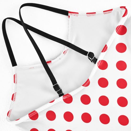 senya Girls Swimsuits One-Piece Swimwear Tie Bathing Suit Beach Summer Round Neck 9-10T White Background Red Polka Dots Pattern4