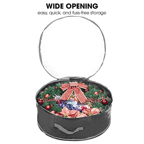 ProPik-Wreath-Storage-Bag-36-Garland-Holiday-Container-with-Clear-Window-Polyester-Tear-Resistant-for-Holiday-Featuring-Heavy-Duty-Handles-and-Transparent-Card-Slot-36-X-36-X-8-Black