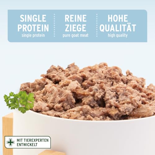 AniForte Barf Hundefutter Nass Ziege Pur 6 x 800g – Fleisch Pur, Barffleisch für Hunde, Barffutter, Nassfutter getreidefrei & ohne Zusätze, Wet Dog Food Dosenfutter