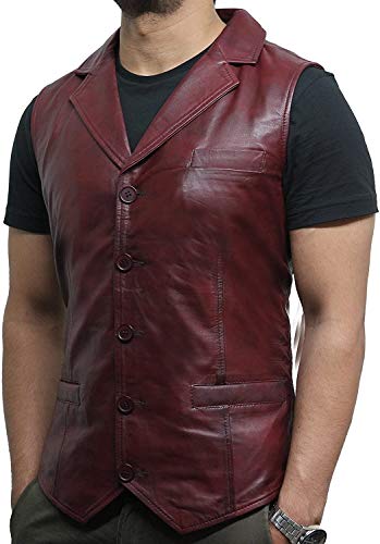 BRANDSLOCK Mens Leather Waistcoat Genuine Lambskin Vest3