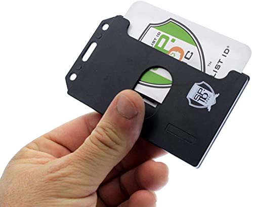 Porte-carte rigide vertical avec cordon rétractable et attache clé noire