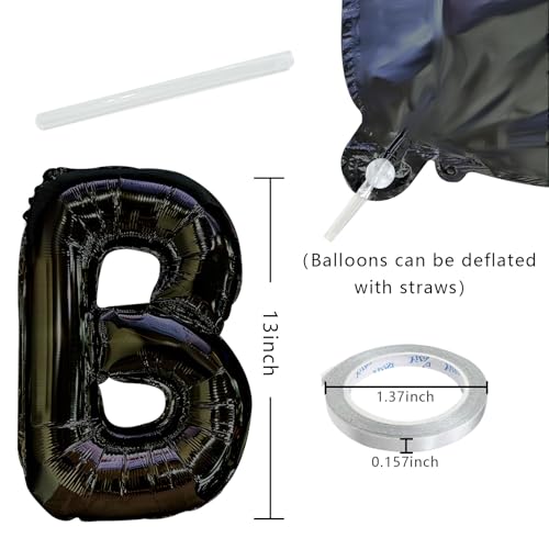 Image of Black Happy Birthday Balloon Banner Set -16 Inch Foil Letters Balloons, Reusable Birthday Decorations and Party Supplies, Suitable for Men and Women's Birthday Decorations,Party Backdrop