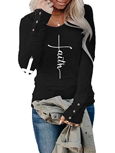 Women Waffle Knit Henley Shirts Long Sleeve Round Neck Casual Slim Fit Thermal Button Up Tunics Tops