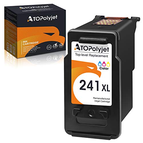 ATOPolyjet Remanufactured Ink Cartridge Replacement for Canon 241XL 241 XL for PIXMA MG3620 TS5120 MG3600 MG3520 MG3222 MG4220 MG3220 MG3120 MG3122 MG2120 MG2220 MX512 MX472 MX459 MX452 MX432 Printer