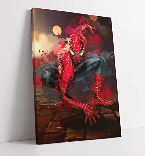 CanvasArtShop Impression sur toile murale Marvel Spider-Man type Splash Art 60 x 40 cm