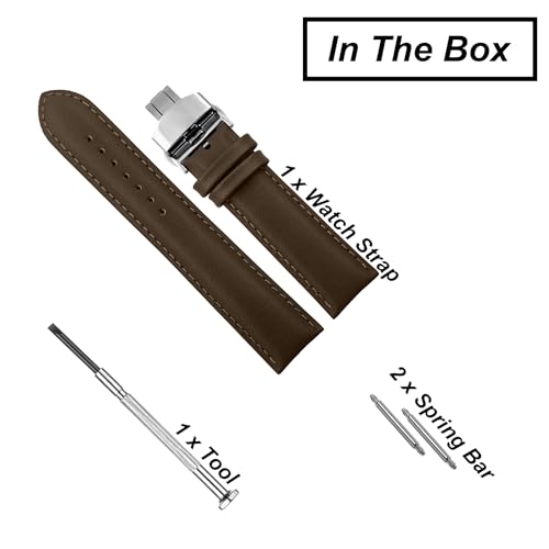 Image of DBLACK ''NAGATA3'' Leather Watch Strap with Butterfly Lock, Minimalist Design Watch Belt / / For 18mm, 20mm, 22mm, or 24mm Watch Band (Choose Your Size & Color)