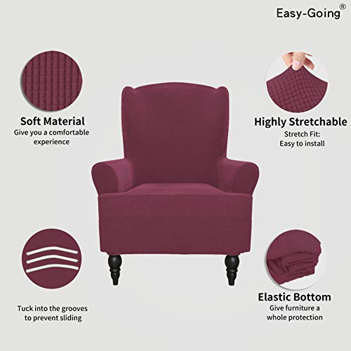 Image of Easy-Going Stretch Wingback Chair Sofa Slipcover ASH Rose | 1-Piece Sofa Cover Furniture Protector Couch Soft with Bottom, Spandex Jacquard