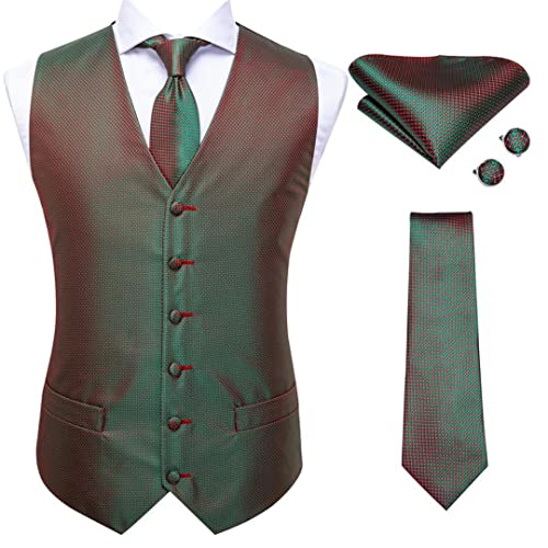 Suwequest Mens Vests Waistcoat Jacket Tie Hanky Cufflinks Set For Men Wedding Office