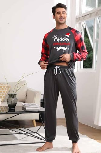 Couples Matching Christmas Pajamas Sets 2024 Christmas Pjs for Men & Women Printed Sleepwear with Pockets4