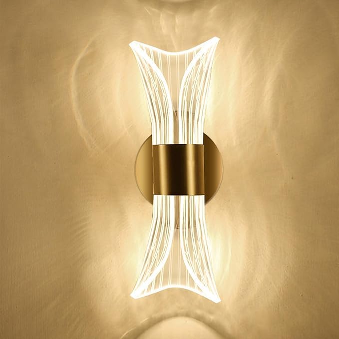 Image of 12 W Curvy Styel Indoor Wall Lamp LED Bedside Lamp Modern Design Acrylic Wall Lamp for Bedroom, Hallway, Bedroom, Stairs, Gold