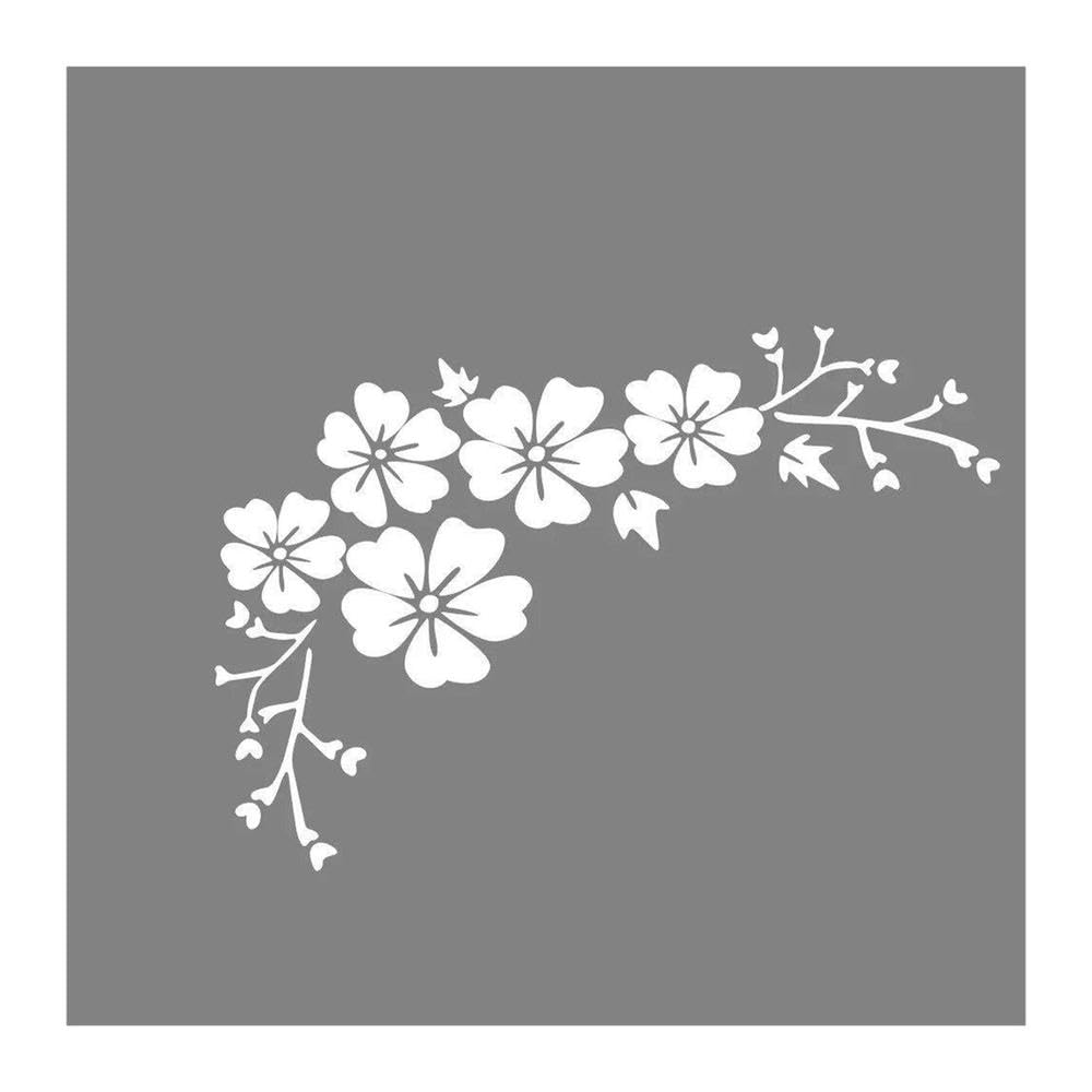 Car Sticker Blossom Flower Clusters Waterproof Vinyl Decal Body Door Window Exterior Decoration(Glossy White,1pcs)