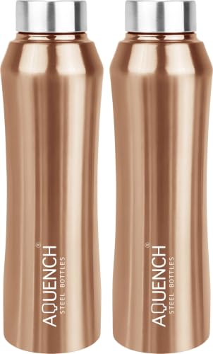 Image of Stainless Steel Water Bottle 1 Litre Bottles for Kids Girls Boys School Adults Office Gym(Copper Colour, Steel Cap, Set of 2, 1000 Ml)