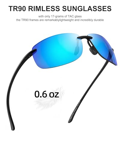 Image of JIM HALO Sport Sunglasses Men Womens TR90 Rimless for Driving Running Golf | Polarized /Non polarized,Lightweight,17g /0.6oz,Rectangle,Wrap Around,Cycling,Fishing,Outdoor Activities