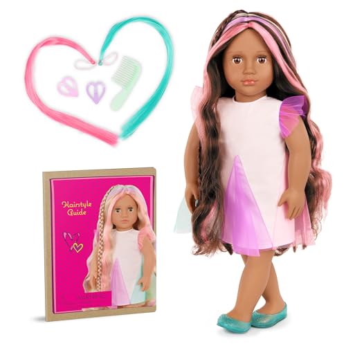 Our Generation - Tania - from Hair to There - 46 cm Hair Grow Doll - Lebensechte braune Augen und ultralanges Regenbogenhaar - Verlängerbarer Zopf & Styling-Zubehör - Spielzeug für Kinder ab 3 Jahren