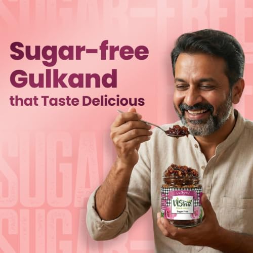 Image of Vistevia Sugar Free Gulkand (Rose Jam), Diabetic and Keto Friendly - Sweetened Naturally with Stevia - Tastes Delicious - Pack of 1 (230GM)