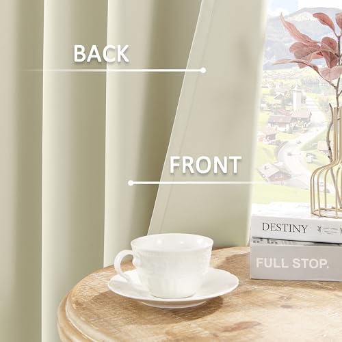 Image of HUTO Beige Blackout Curtains and Drapes for Bedroom - Extra Long Room Darkening Thermal Insulated Solid Window Antique Copper Grommet Draperies for Living Room (Cream White, 1 Pair, 52 x 96-Inch)