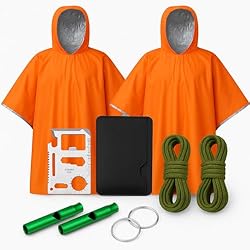 2 x Poncho Termico Impermeable + 2 silbatos de Sup...: 🔥 Retiene hasta el 92 % del calor corporal Nuestro Poncho Supervivencia, Fabricado con Mylar reflectante de alta densidad (28 micras) que ayuda a prevenir la hipotermia manteniendo el calor incluso en condiciones extremas. Funciona como barrera térmi...