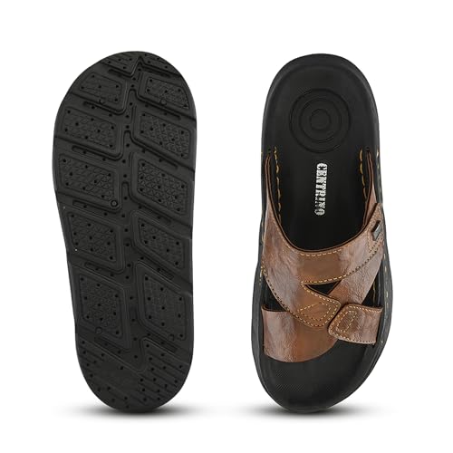 Image of Centrino Men's Slide Sandals | Stylish Adjustable Velcro Strap Sandal with Grip Insole | Casual Summer Footwear | Comfortable Casual Footwear for Office, Travel & Walking (9577)