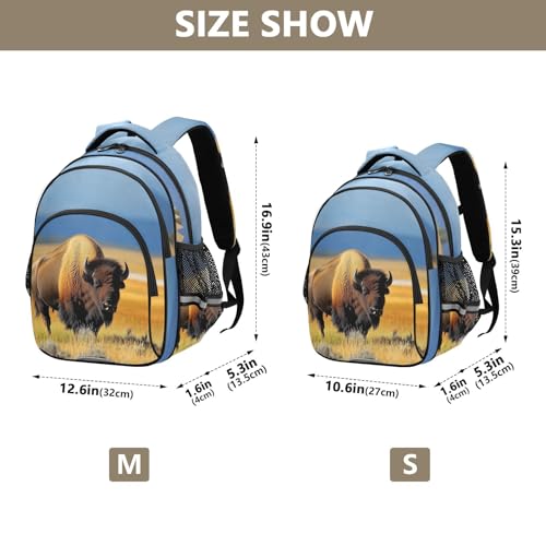 School Backpack for Boys Teen Bookbag Book Bags Bison Plain Casual Daypack Travel High Middle School Student3