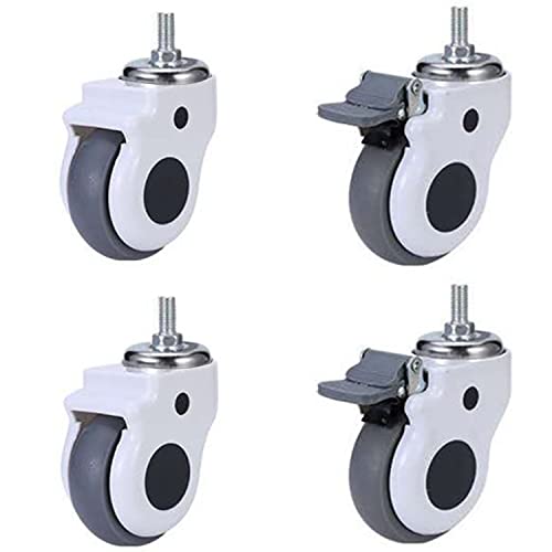 Ruota girevole mobile da 75 mm/100 mm, rotelle per attrezzature mediche con stelo filettato (M12x26/30 mm), ruote mute per letti di cura/carrello
