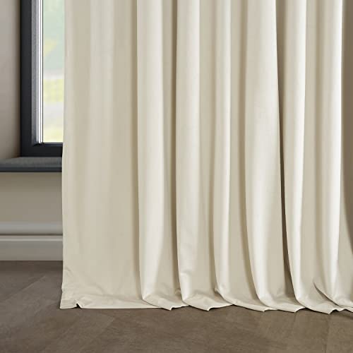 Image of HPD Half Price Drapes Signature Plush Extra Wide Velvet Blackout Curtains for Bedroom (1 Panel), 100W X 108L Hotel Black Out Curtains for Living Room, Thermal Insulated Blackout Curtains, Diva Cream