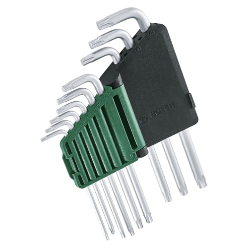 Image of Bosch 9-Piece Torx Key Set Comes with Ergonomic Handle, Durable Chrome Vanadium Steel, Rust-Protected with Matte Chrome-Plated Coating, Sizes T10 to T50