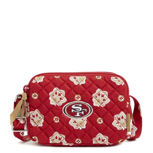 Vera Bradley Womens Cotton Nfl Small Stadium Crossbody Bag (Multiple Teams Available) Sanfrancisco49ersondarkred/Yellowbandana One Size