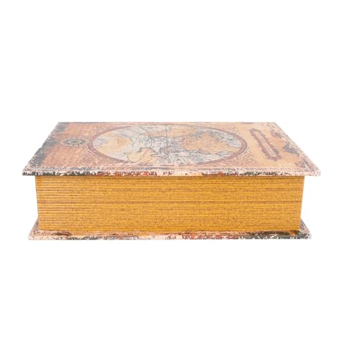 Milisten Caja Decorativa de Madera Estilo Vintage Mediana Diseño de Libro Antiguo Simulado, Caja de Almacenamiento para Fotos y Objetos, Decoración para Oficina y Sala de Estudio