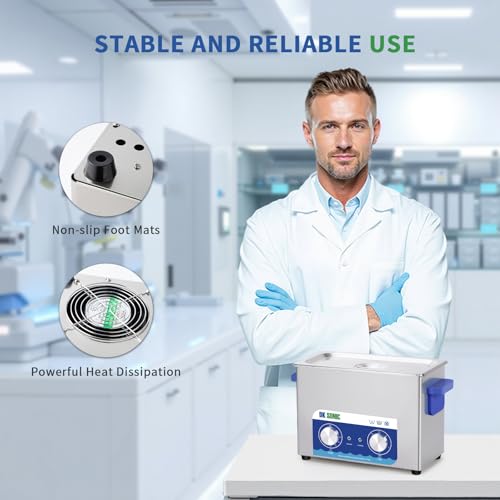 Image of DK SONIC Ultrasonic Cleaner,4L 120W Ultrasonic Jewelry Cleaner with Heater& Mechanical Timer,Sonic Cleaner for Cleaning Jewelry,Eyeglasses,Coins(Include Basket)