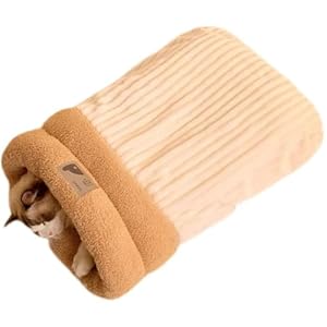 Cat Sleeping Bag Bed, Cat Winter Sleeping Bag Soft Plush Cat Sack Self Warming Cat Cave Bed for Indoor Cats, Cat Hideaways Pet Snuggle Sack for Kitten Puppy (White, M)