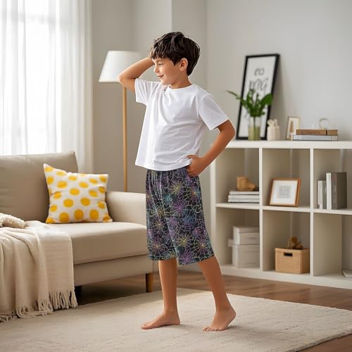 Webs Pattern Pajama Pants Short Sleep Pants Pajama Bottoms Elastic Waist with Pockets 6-14 Years4
