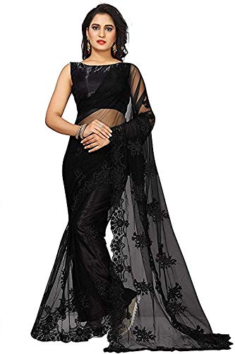 EKTA textiles Women Net Saree With Blouse Piece
