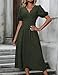 HUXRAKV Damen Sommerkleid Kurzarm V-Ausschnitt Vintage Elegant Midi Kleider A-Linie Blumenmuster Casual Wickelkleid, 51-Armeegrün, XL