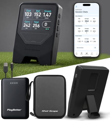 Shot Scope LM1 Portable Golf Launch Monitor PlayBetter Bundle