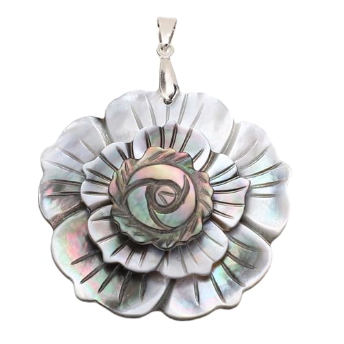 BAOFUYA Seashell Pendant Necklace, Handmade Flower Pattern Multifunctional Enamel Blue Seashell Chain Charm Decoration for Dress (Triple Layer)