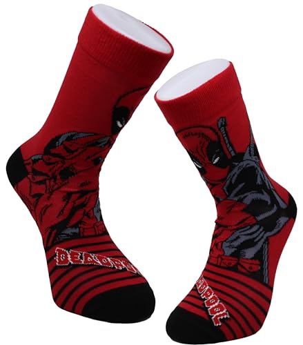Deadpool Mens Calf Socks Size 6.5-11.5