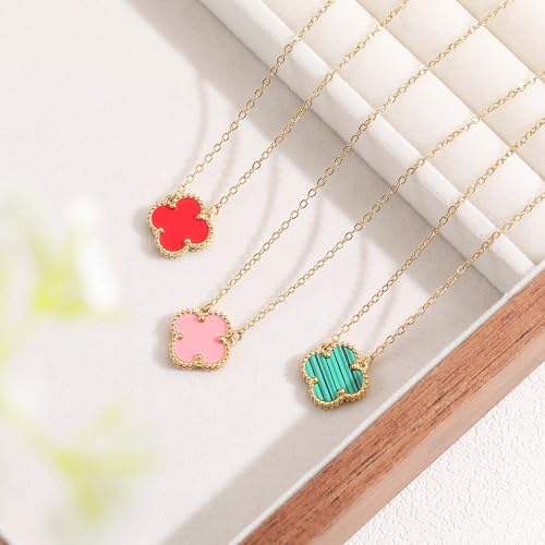 Image of AIPPK 18K Gold Plated Clover Pendant Necklace Set for Women Fashion Four Leaf Clover Necklace Lucky Simple Jewelry Gifts for Women 3Pcs