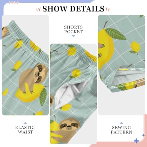 ZZXXB Sloth Lemon Boys Long Pants Soft Trousers Elastic Waist Kids Lounge Bottoms with Pockets S-XL4