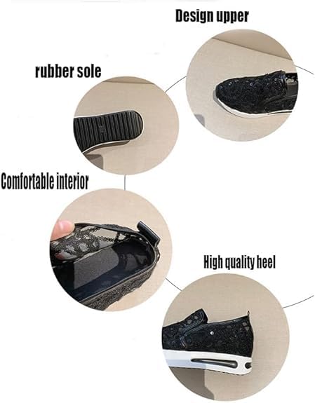 Women's Luxurious Orthopedic Sneakers,Lace Sneakers,Floral Embroidery Breathable Sheer Mesh Sneaker with Arch Support Slip on Platform Wedge Walking Shoes4