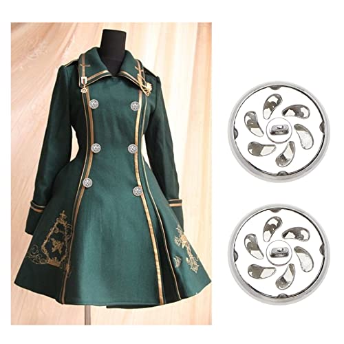 VGOL 20pcs Clothes Button 25mm Fashion Hollow Flower Alloy Round Shaped Sewing Button for Men Women Blazer Coat Uniform Shirt and Jacket Silver - Image 3