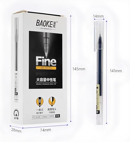 BaoKe PC5028 Bolígrafo Gel 0.5mm Pack 12 Tinta Negra miniatura 3