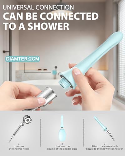 Image of Enemas Anal Douches Anti Backflow-Enema Bulb and Anal Cleaner for Men & Women, Reusable Douche Bottle for Women - Shower-Compatible Cleaner for Men, Easy to Use & Travel Friendly,Light Blue