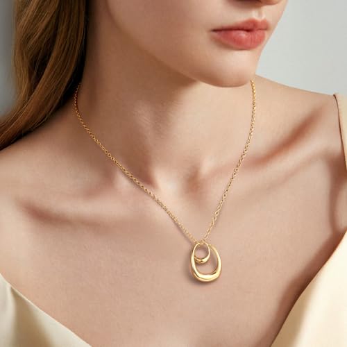 Gold Pendant Necklaces 14K Gold Necklaces for Women Trendy Combine Simplicity with a Touch of Playfulness Unique Interlocking Pendant Necklace for Women2